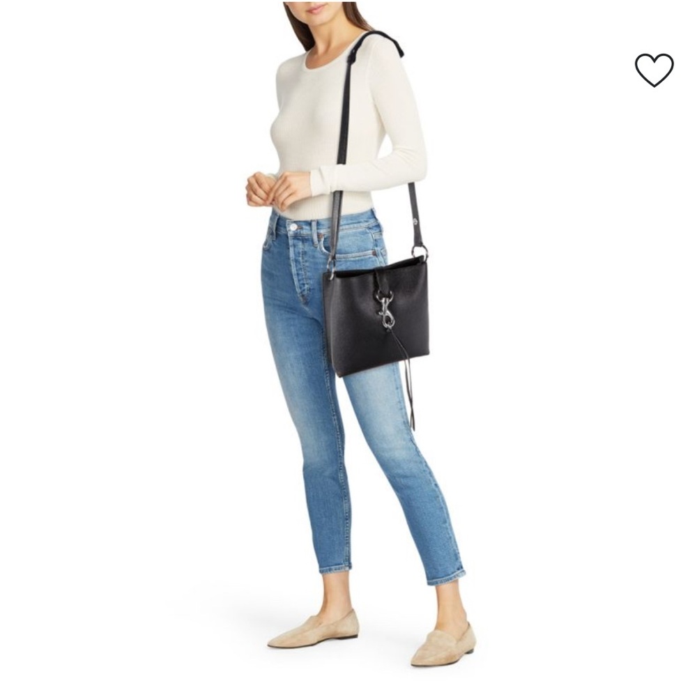 Rebecca Minkoff Black Small Leather Feed Shoulder Bag Purse OS